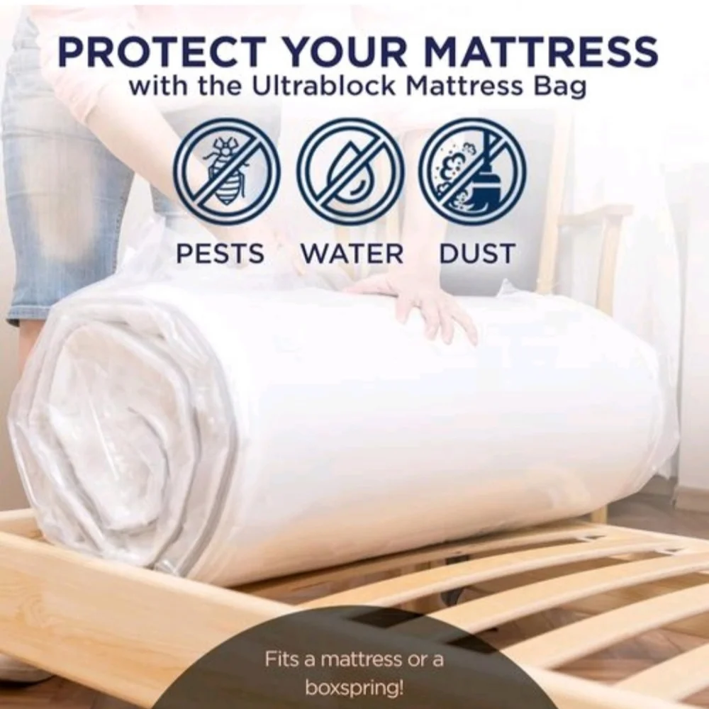Queen Mattress Protector Bag Moving Storage Protection 6 Mil Thick Plastic NWT